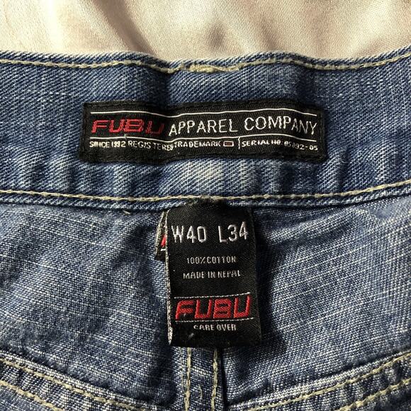 VTG Men’s Fubu Collection Carpenter Jeans 40x34 90s Y2K HipHop Baggy Distressed - Picture 8 of 15